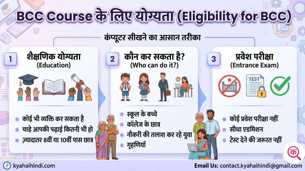 BCC Course के लिए योग्यता (Eligibility for BCC)
